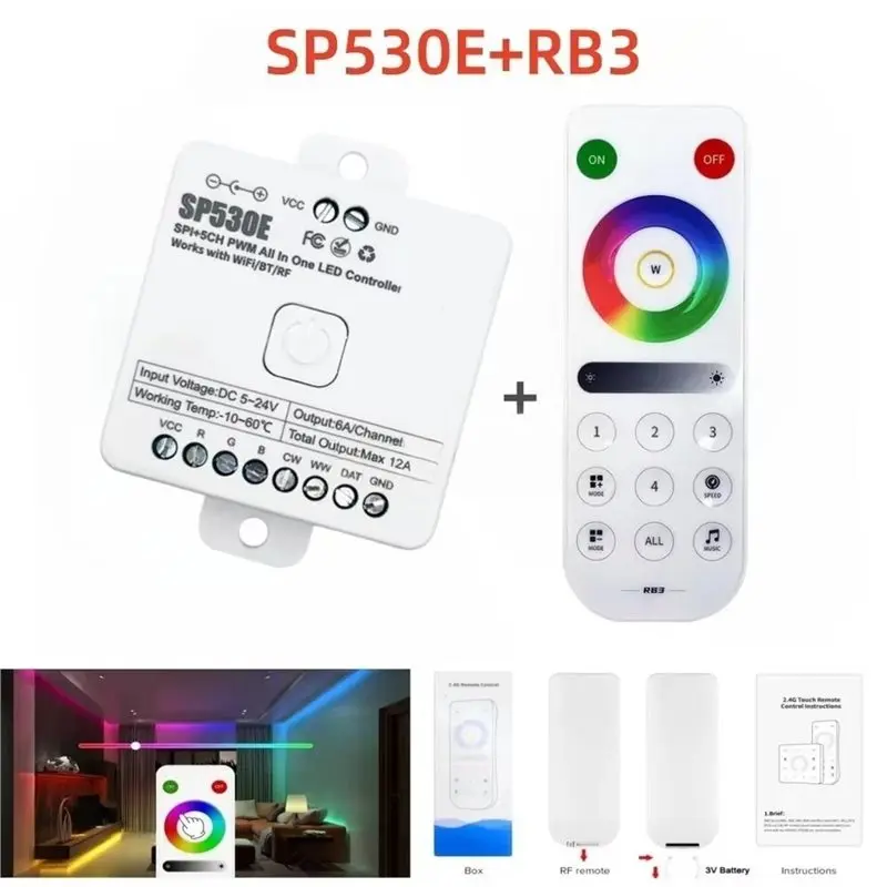 Remote LED Controller 5CH PWM SPI Pixels Controller For Sk6812 RGBW LED Strip Light RB3 Remote 2.4G Wifi/BT-[97Lemons]