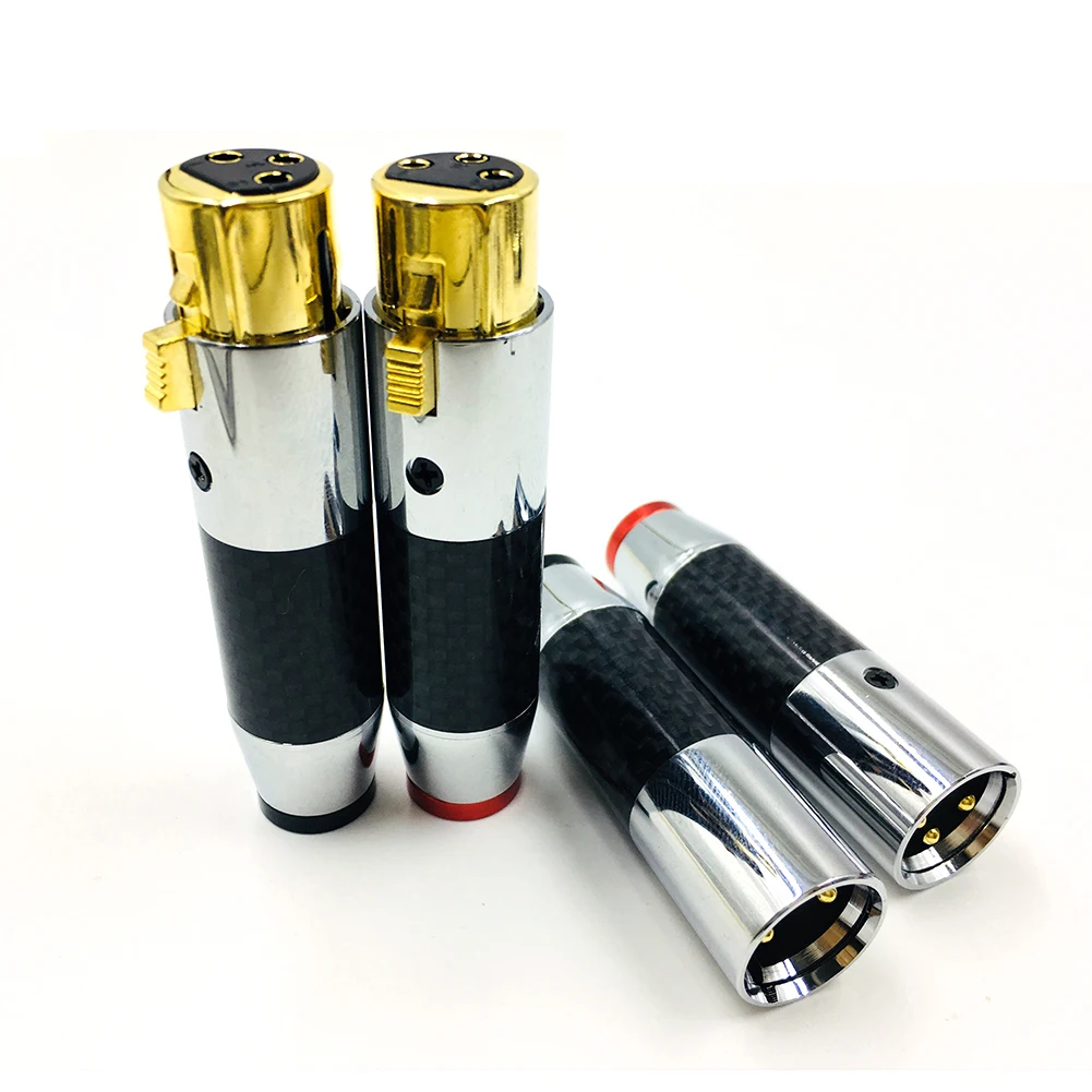 

4pc Hifi Hi-end Carbon Fiber Gold-plated XLR Cable Male and Female Connectors 3PIN XLR Microphone Plug