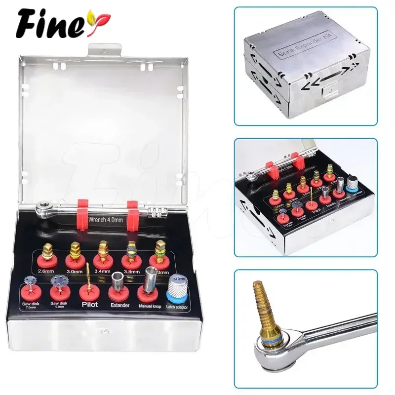 Dental Bone Expander Kit with Bone Saw Disk Cutter Latch Adapter Pilot Dental Implant Drill for Alveolar Ridge Expansion