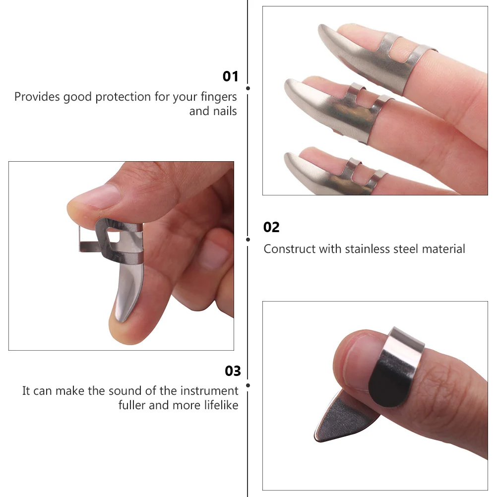 

1Set Guitar Thumb Pick Stainless Steel Adjustable Plectrum Full Sound Control for Index Finger Guitar Accessories Thumbpick