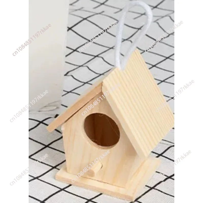Wooden Bird House for Outside to Paint Bird Nesting Box Handmade Birdhouse with Perch for Small Birds Garden Decor