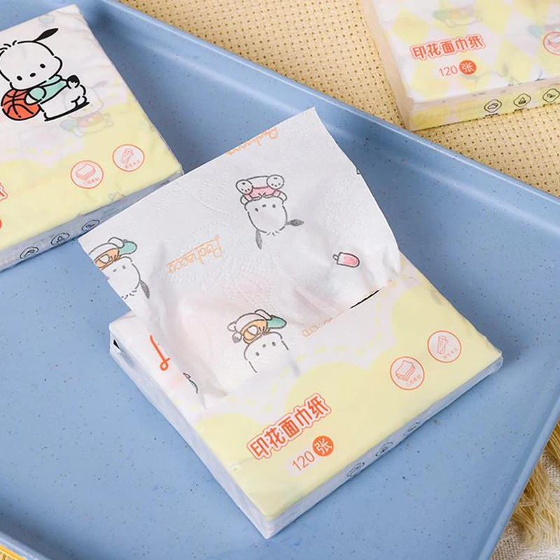 40pcs Sanrio Tissue Kawaii Hello Kitty Pochacco Cartoon Printed Handkerchief Cute Girl Portable Toilet Paper Girly Birthday Gift