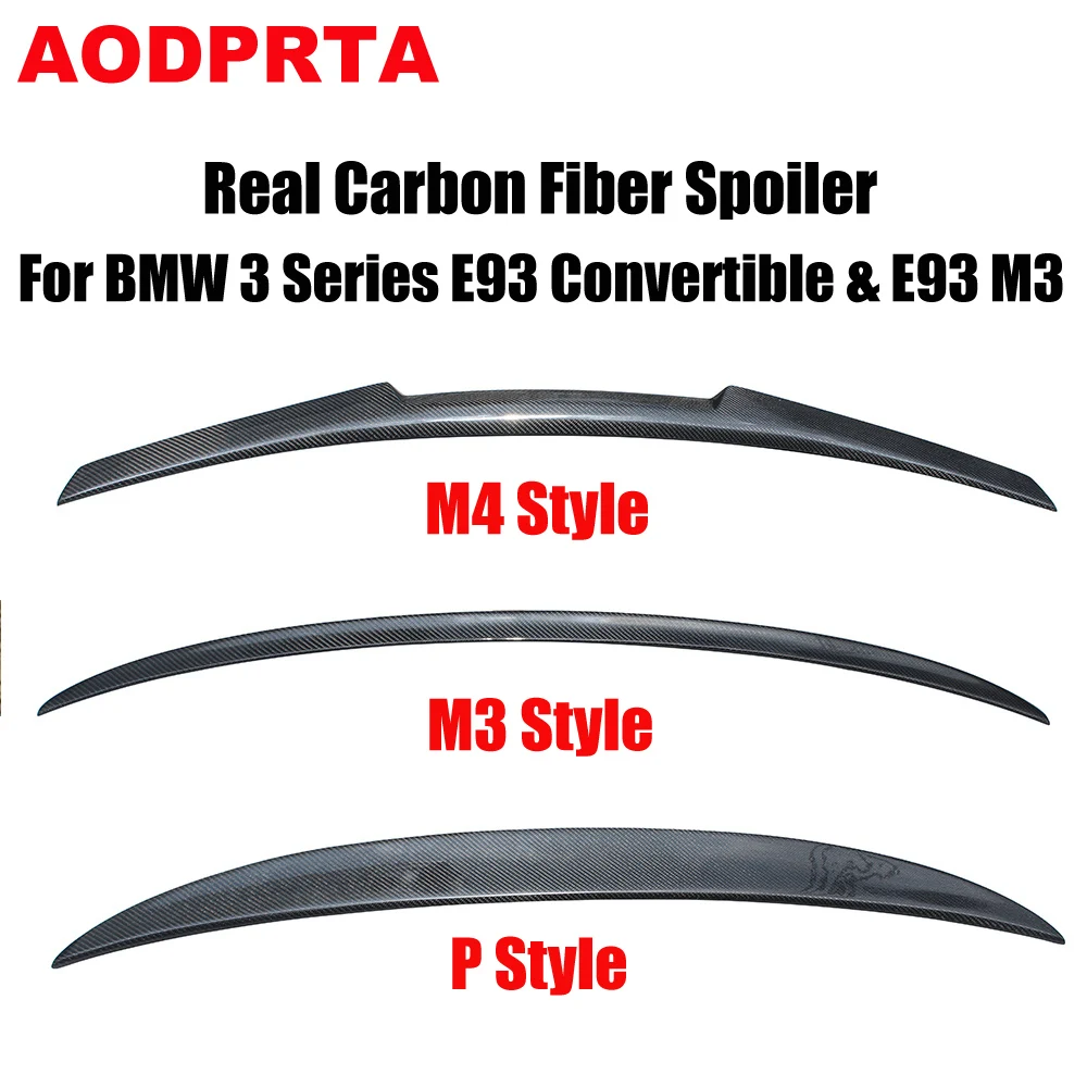 

E93 Spoiler Real Carbon Fiber Rear Boot Ducktail Wings for BMW 3 Series E93 & E93 M3 Convertible 2005-2011 M3 M4 P Style