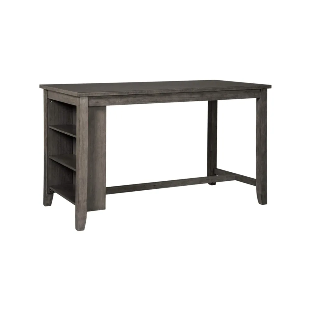 

Caitbrook Rustic Counter Height Dining Table with Storage, Farmhouse Style Kitchen Island Table with Built-In Shelves & Drawers