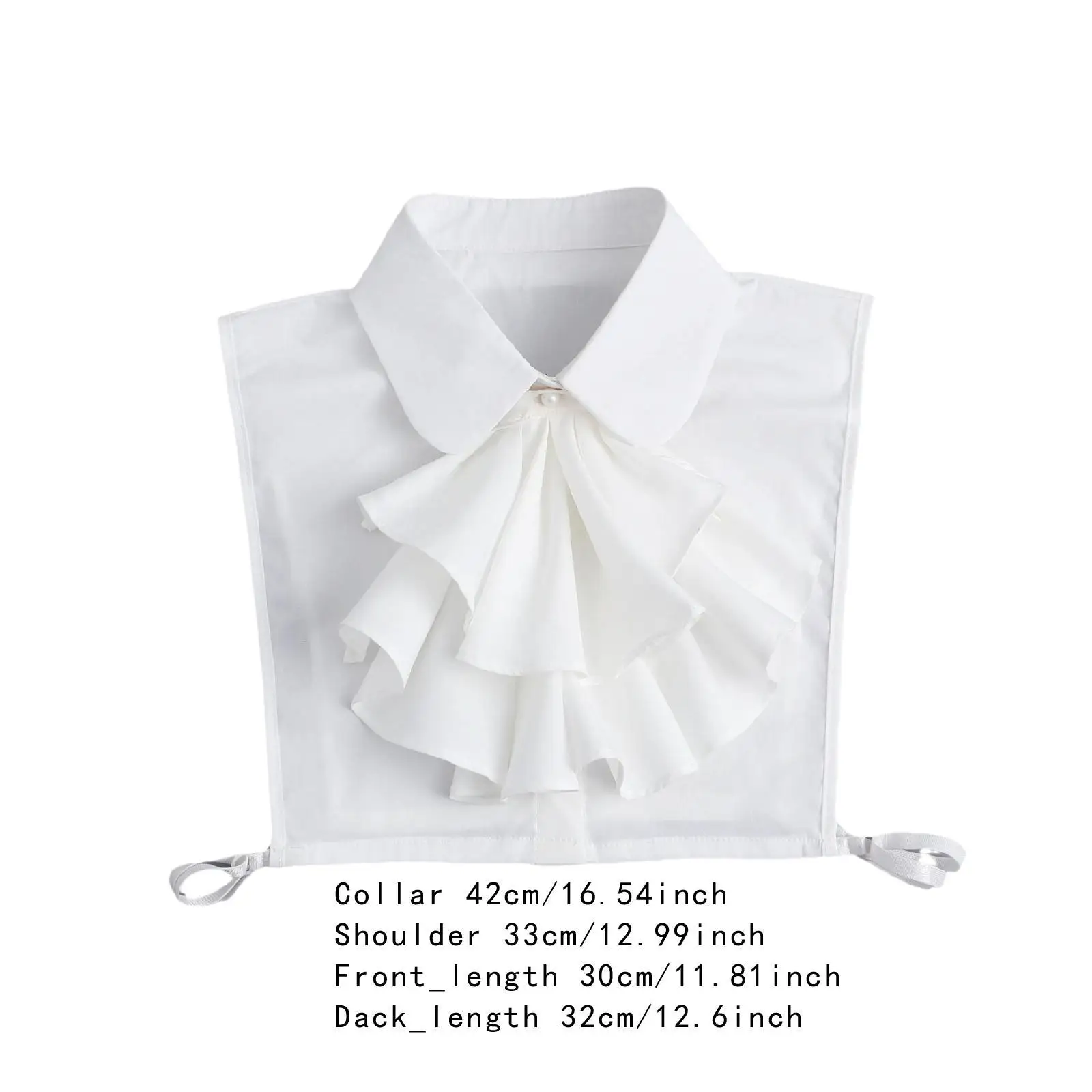 Women False Collar Detachable Blouse Ruffle Half Shirt European Vintage Palace Style Adjustable Top for Parties and Office
