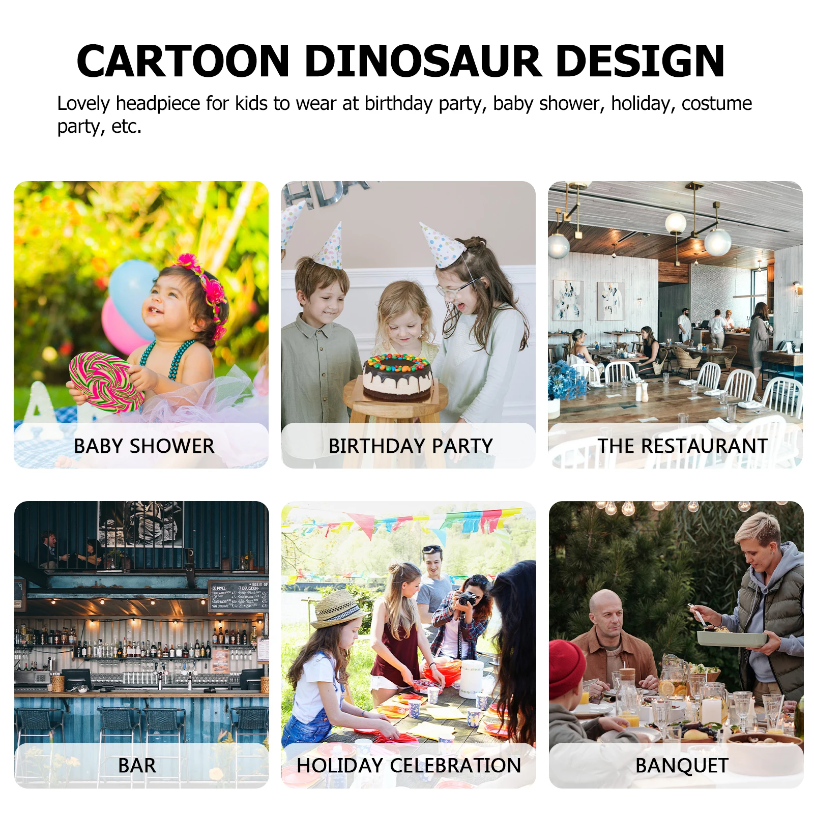 

Dinosaur Birthday Hat Kids Party Hats Cap Cartoon Design Birthday Accessories Baby Shower Holiday Costume