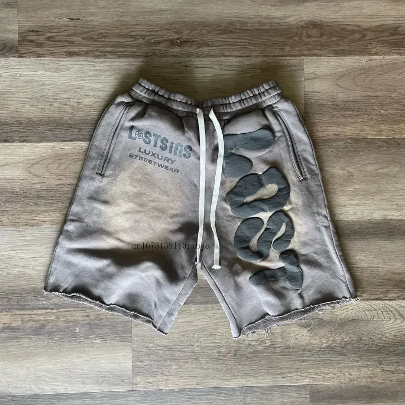 Lost Sins Tide-Shorts brodés en mousse pour hommes et femmes, pantalons décontractés en cinq parties, conception de fouet, Y2k, Ins Net, lettres rouges, été