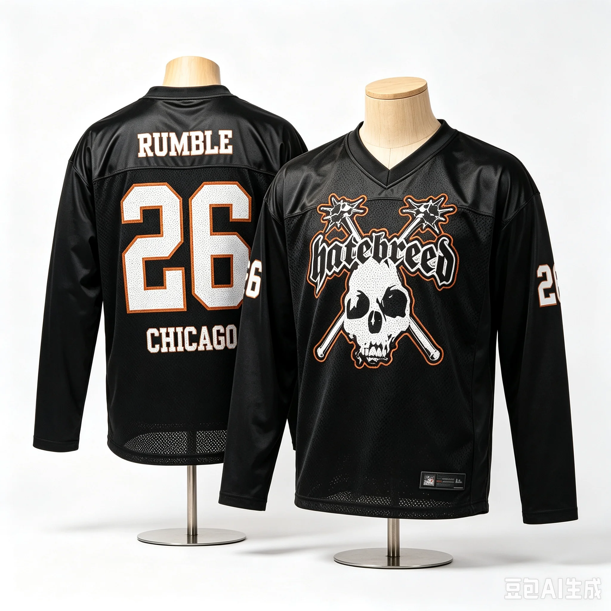 2026 New Hatebreed Rumble 26 Chicago Skull Baseball Jersey Hardcore Metal Band 3D Print Mesh Long Sleeves Shirt Family Clothing