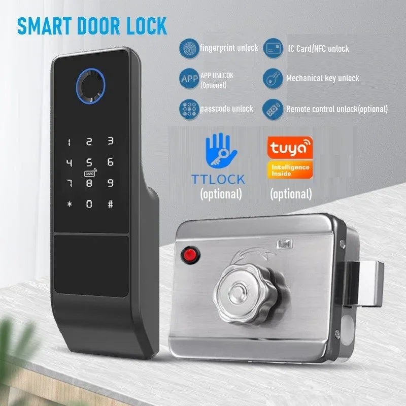 

Tuya WIFI Smart Locks Fingerprint Gate Lock Outdoor Garden Waterproof Lock Code APP IC Card NFC Remote Unlock Electronic Lock