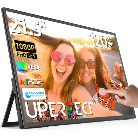 UPERFECT 21 Inch Touch Portable Monitor 120HZ Large Gaming Display With HDMI Type C External Screen For Laptop Mac PC With VESA