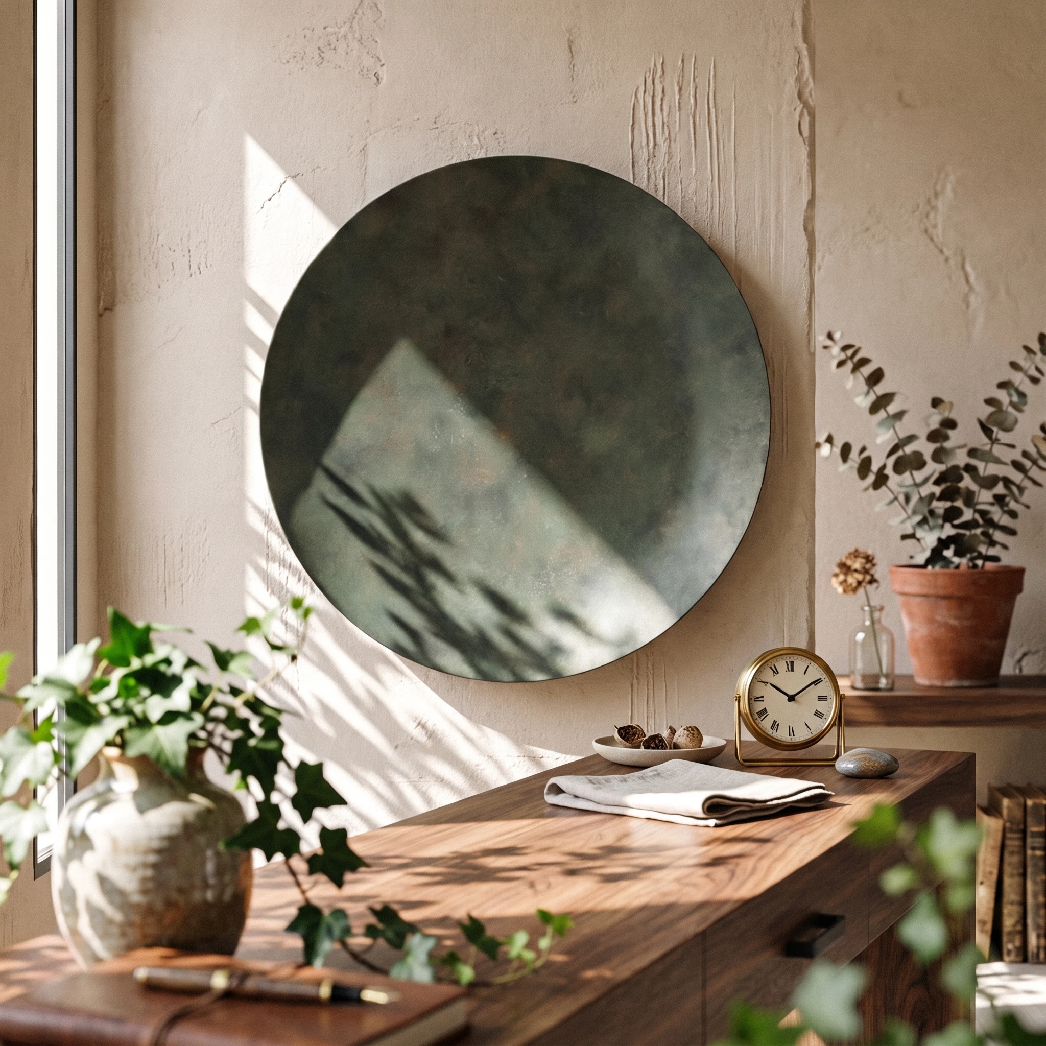 Round Wall Plaque Modern Metal Wall Decor Geometric Long-Lasting for Homeowners, Living Room, Bedroom
