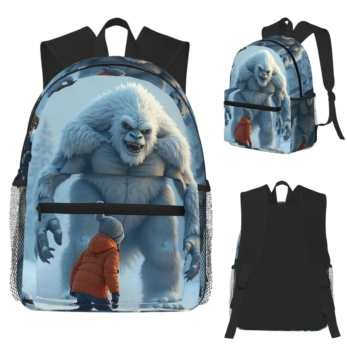 

Snow Monster Student Backpack School Bag Hiking Travel Daypack for Boys Girls Fashion Bookbag Shoulder Bags