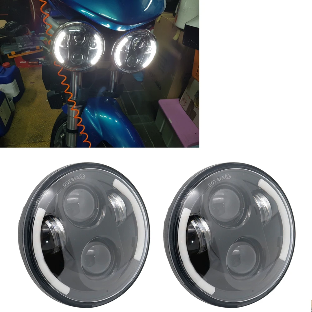 2PCS 5.75 Inch LED Headlight Projector for Triumph Rocket iii 3 & Speed Triple & Street Triple 5 3/4