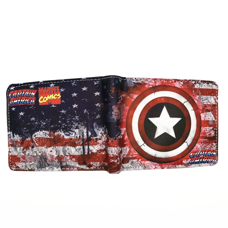 Diseño clásico Comics Marvel Wallet Hero Spider Man Punisher Hulk Deadpool Monedero corto con bolsillo para monedas al por mayor