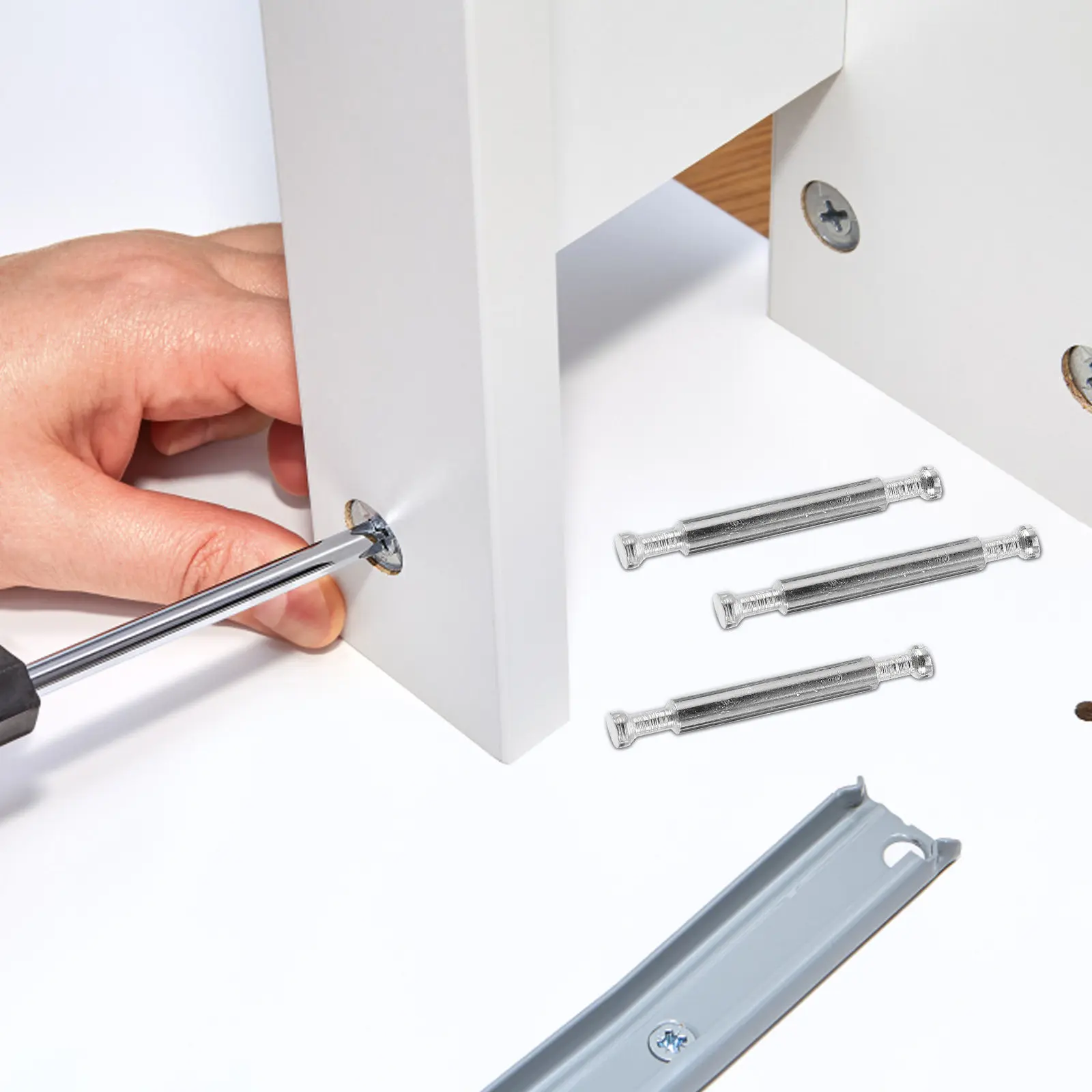 10Sets Triple Function Dual Head Screw Connector Eccentric Cam Lock for Cabinets Wardrobes Dressers Drawers Furniture Panel