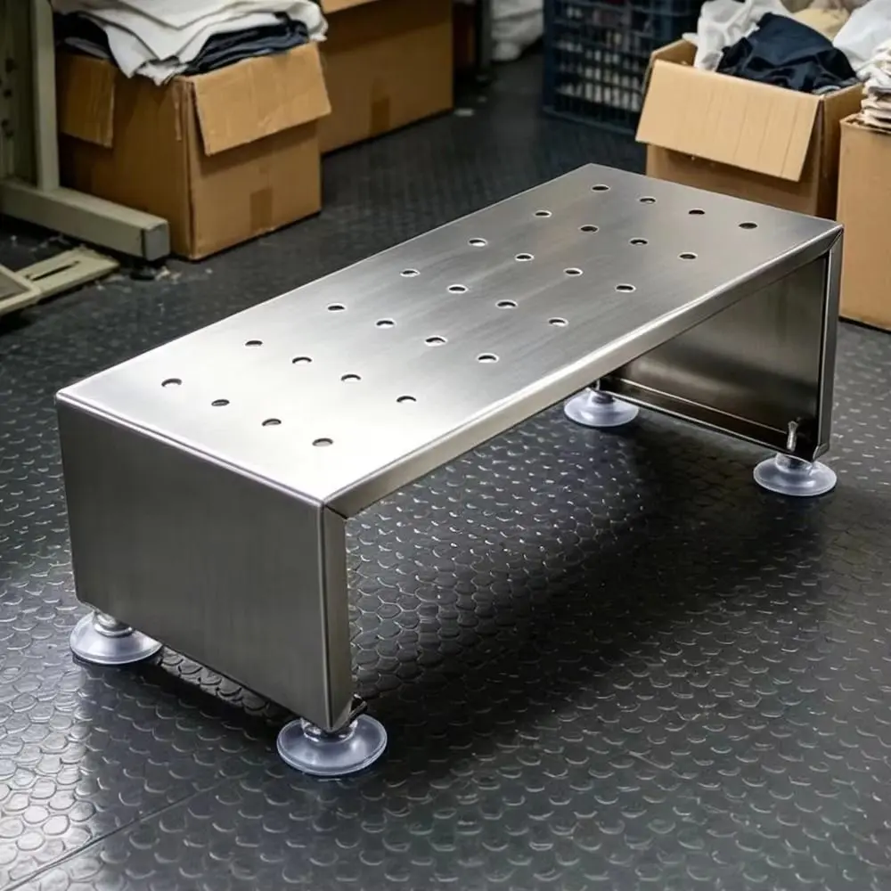 Metal Foot Stool Sewing Machine Footrest Stainless Steel Suction Cup Feet Footrest Platform Sloped Platform No Installation