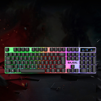 98 Keys Wired USB Keyboard Seven Color Lights Ergonomic Keyboard Backlit Keyboard 1.5m Cable for Computer Laptop for PC Gamer