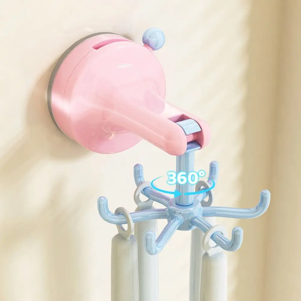 360° Rotating Suction Cup Storage Hook Dopamine Space Saving Six-claw Rotating Hook Punch-free Multifunctional