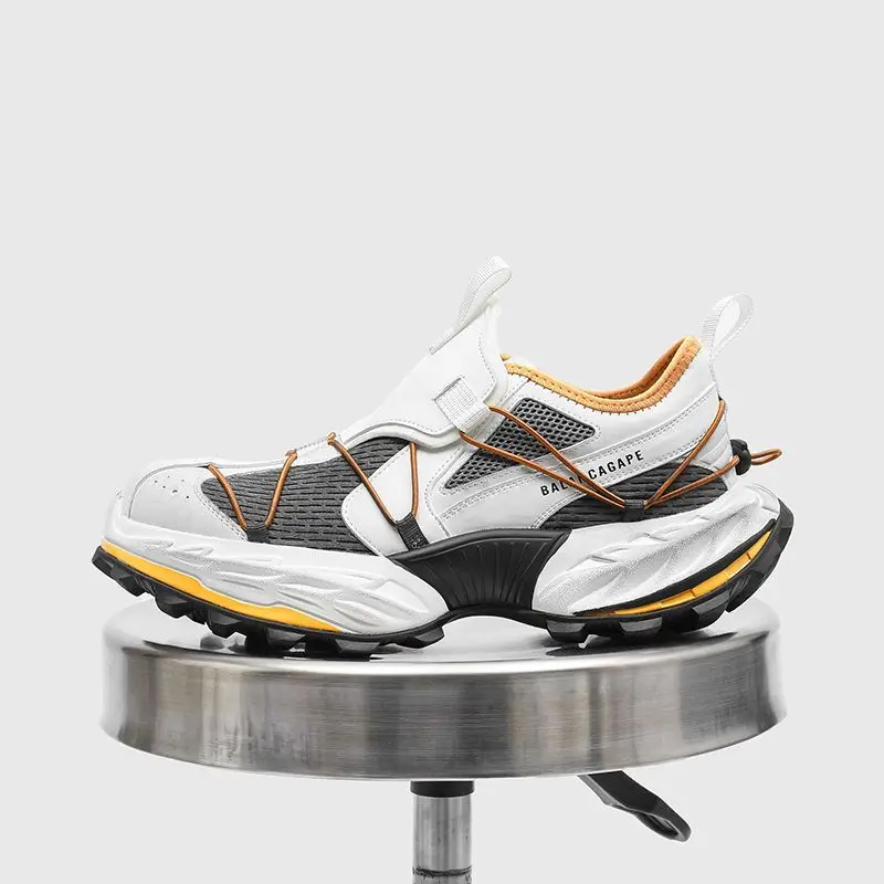 

Высокие трендовые туфли для папы, новые мужские дышащие кроссовки с сеткой, удлиняющая персонализированная спортивная обувь для мужчин