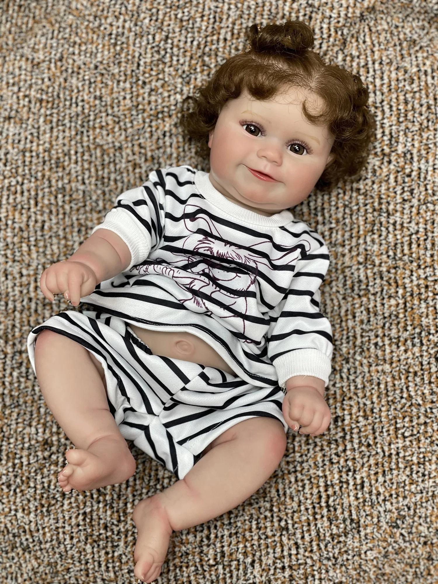 Maddie Bebe Reborn 소녀, 3D 페인트 피부, 전신 비닐, 실물 같은 실제 인형, 18-20 인치 방수