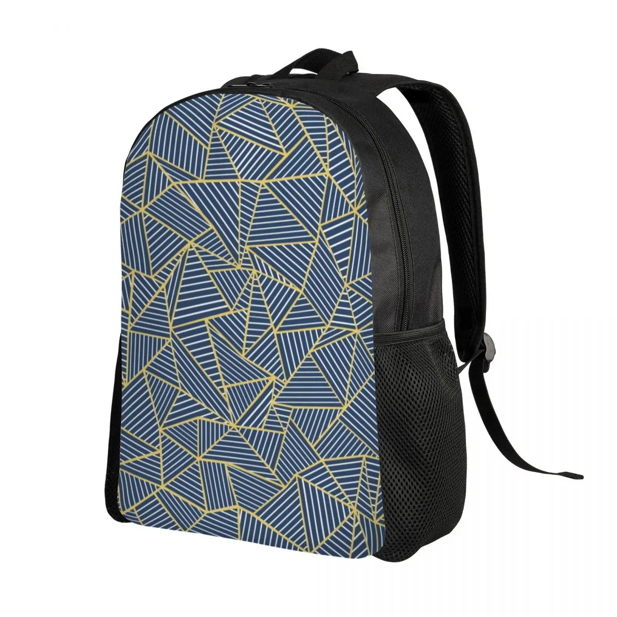 Custom Abstract Lines Geometric Out Double R Navy Laptop Backpack Men Women Casual Bookbag for School College Student Bag