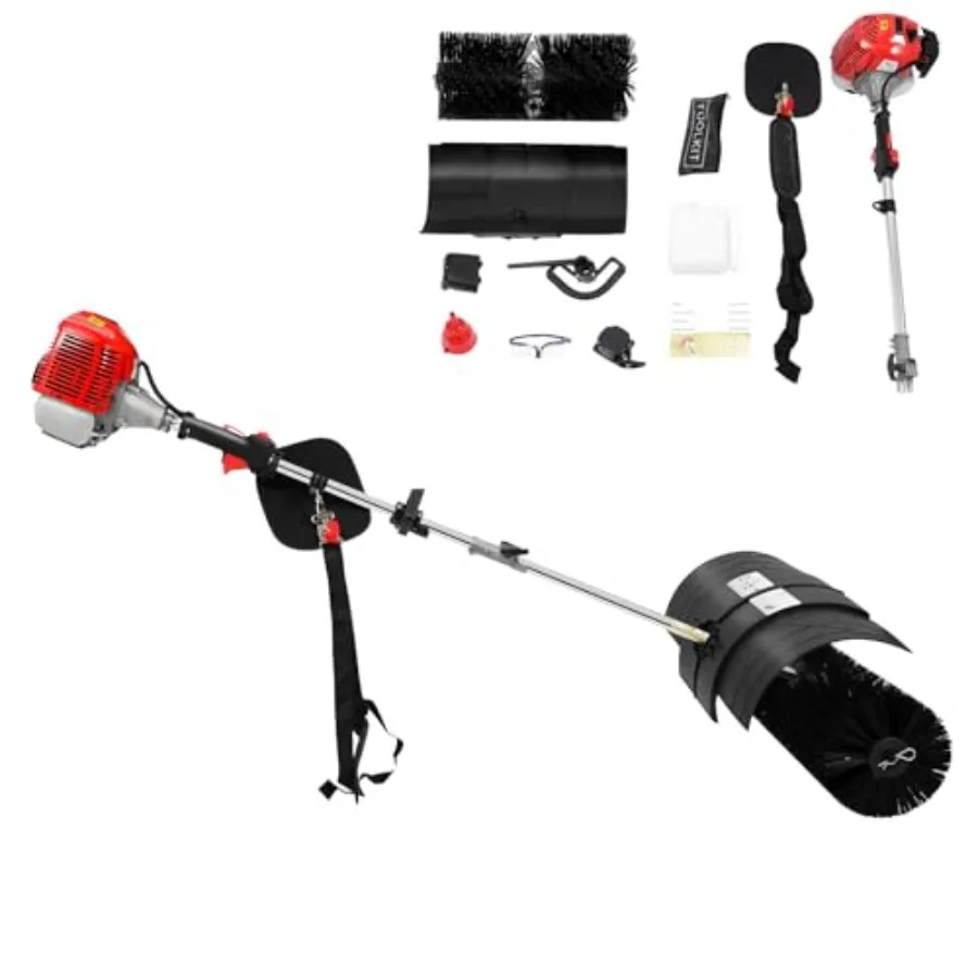 

Gas Handheld Sweeper 2.3HP 2-Stroke Engine Power Snow Sweeping Broom Artificial Grass Brush with 1L Oil Tank for Boulevards Dri