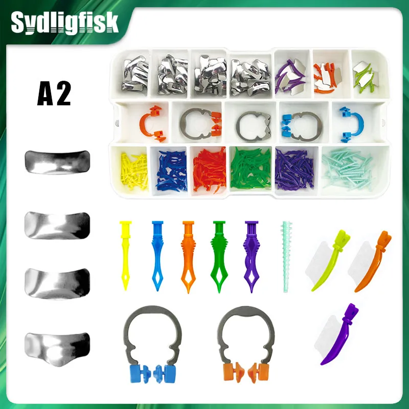 Dental Matrix Bands A2 Sectional Contoured Matrix System with Pliers NITI Clamping Ring Wedge Knife Dental Ring Clamp Pliers