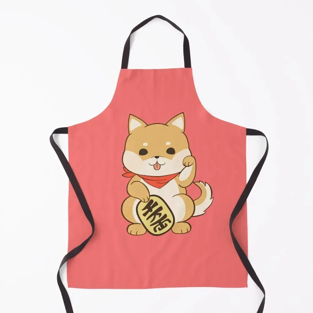 

shiba inu lucky cat pose Apron Kitchen And Home Items Kitchen And Household Goods Waiter Uniforms Custom Apron