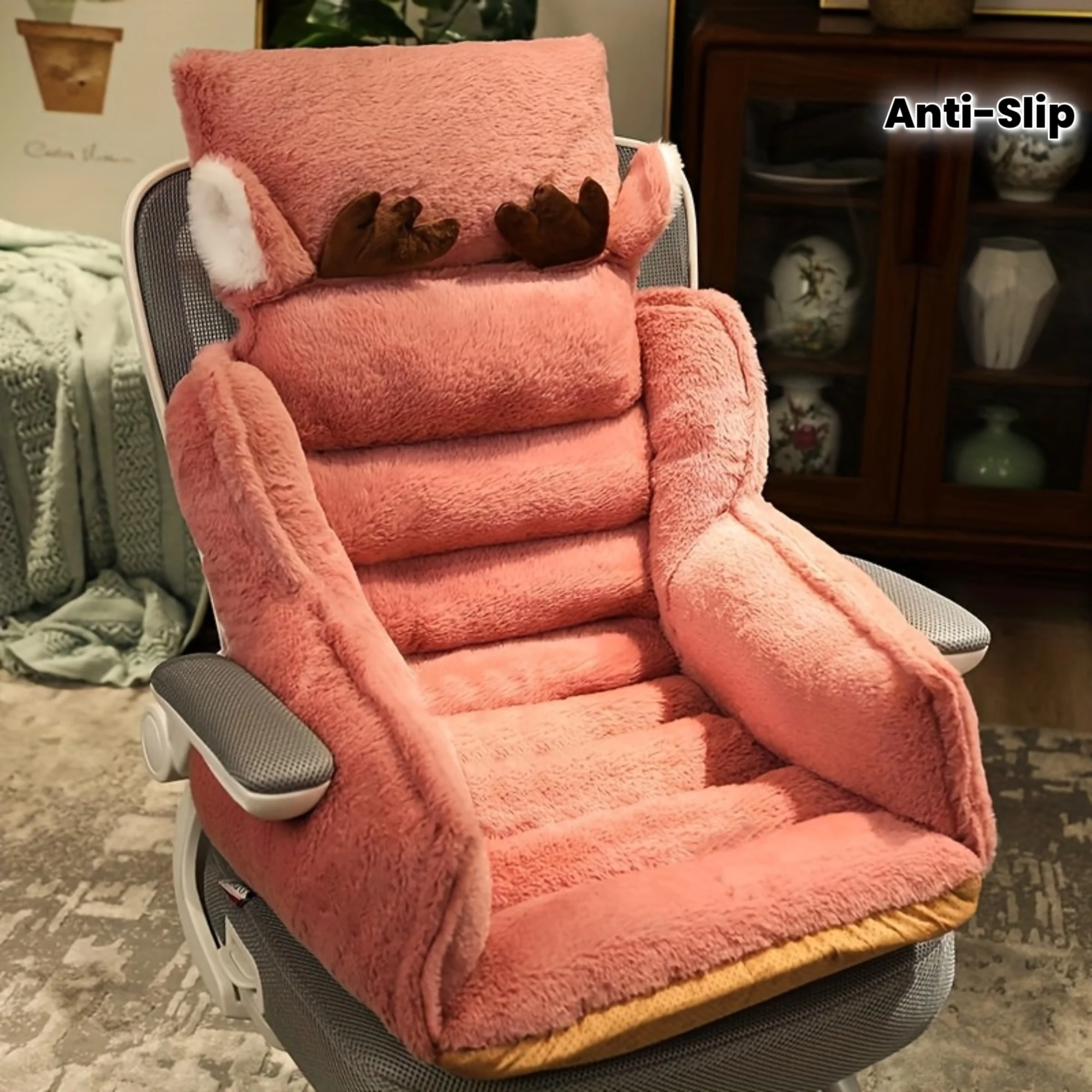 

Lumbar Support Cushion with Integrated Backrest - Ergonomic Design for Hip Lower Back Pressure Relief, Non-Slip Removable Cover