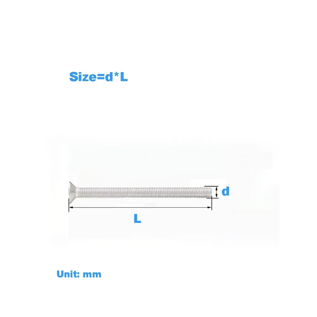 

304 Stainless Steel Extended Extra Long Screw / Countersunk Cross Head Bolt M3M4M5