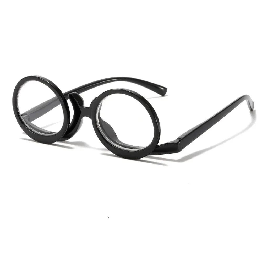 Reversible Makeup Reading Glasses Spring Foot Flip Cover Presbyopia Eyewear Portable Hands-Free Flip-Up Cosmetic Readers Reading
