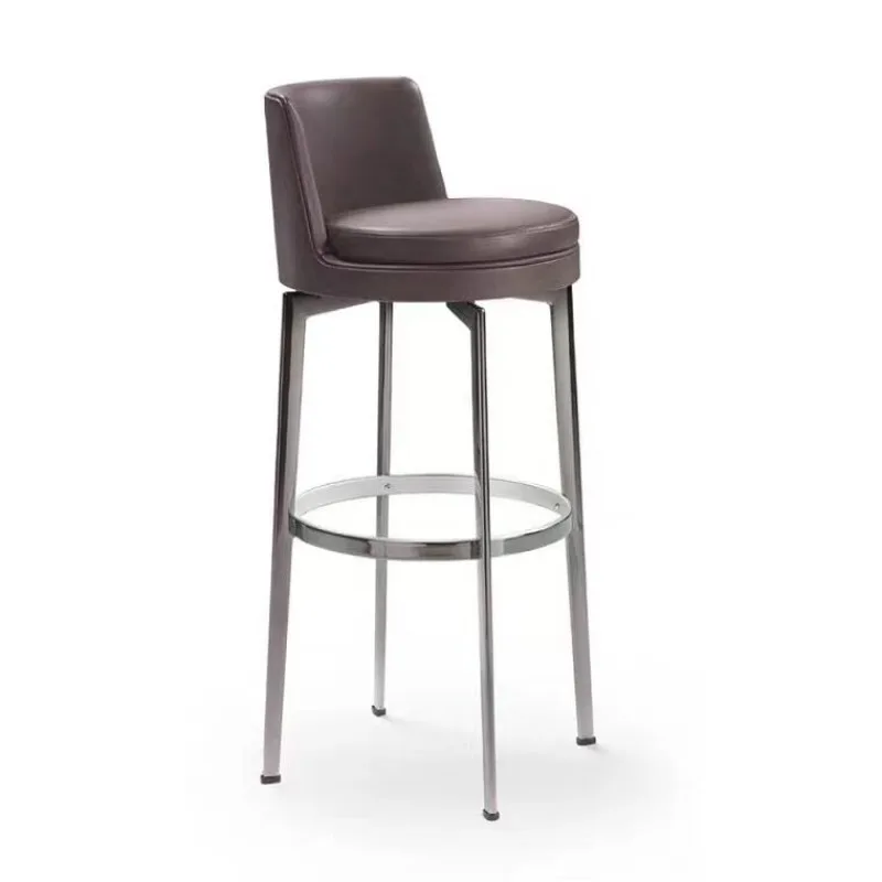 Silla de bar de lujo, silla de bar moderna nórdica de metal cómoda con respaldo, silla de bar para interiores, muebles para el hogar