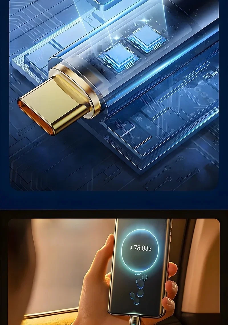 كابل USB من النوع C بقدرة 100 وات، كابل شحن سريع مع شاشة عرض LED، كابل بيانات USB إلى C لأجهزة Xiaomi وSamsung MacBook iPad