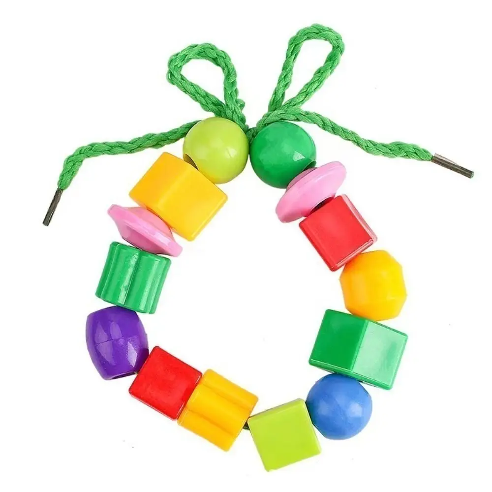 Training Toys Montessori Kids Primary Lacing Beads Crafts Stringing Toy Lacing Beads Toy Plastic Star Rainbow Lacing Beads Toys