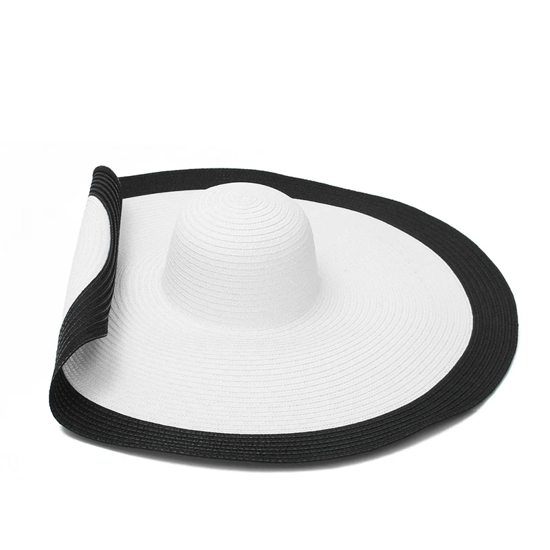 25 cm große Krempe, übergroße Strandhüte für Damen, großer Strohhut, UV-Schutz, faltbarer Sonnenschutzhut – Detail 7