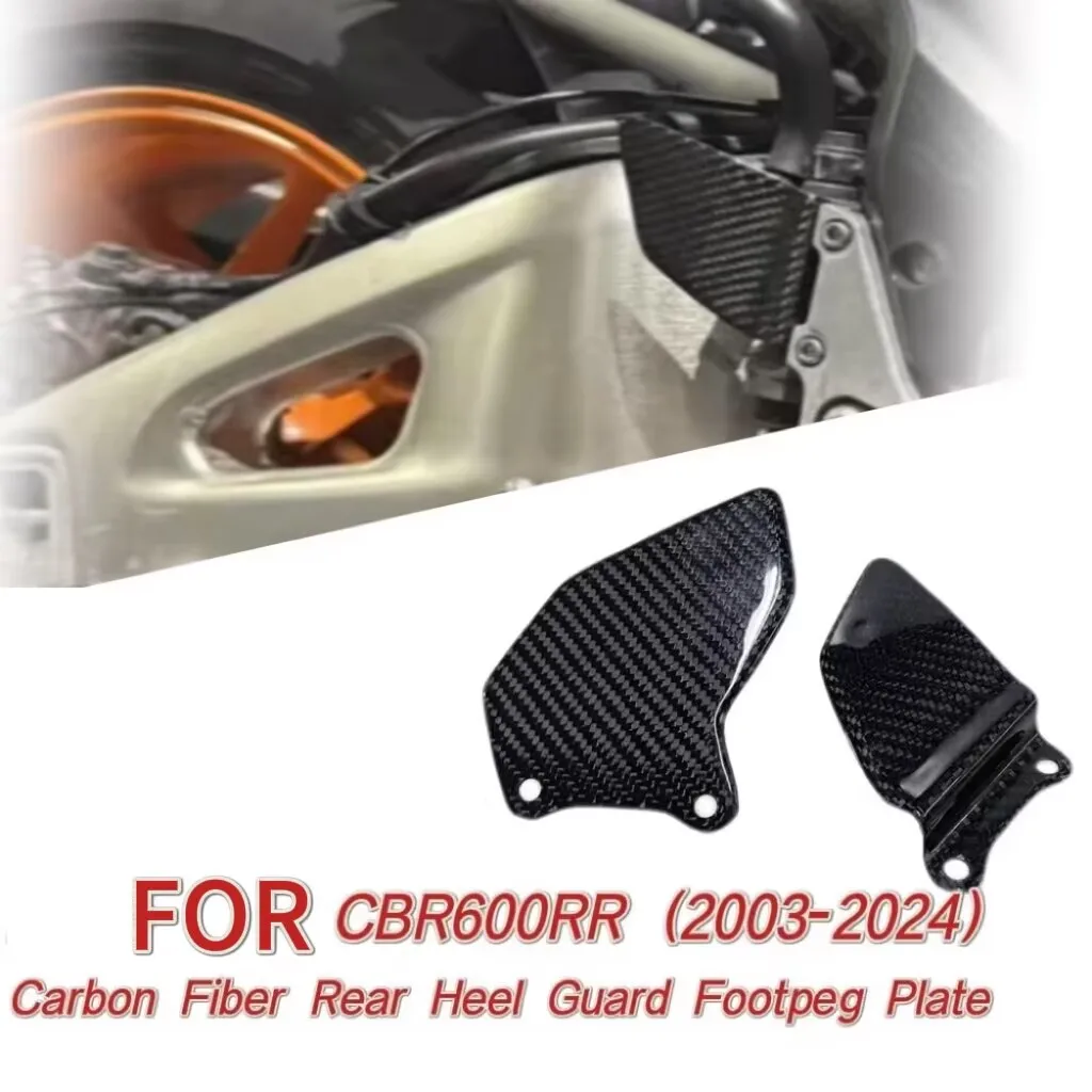 FOR Honda CBR600RR 2003‑2024 Motorcycle Carbon Fiber Footrest Heel Guard Plates Foot Pedal Protector Mod Accessories