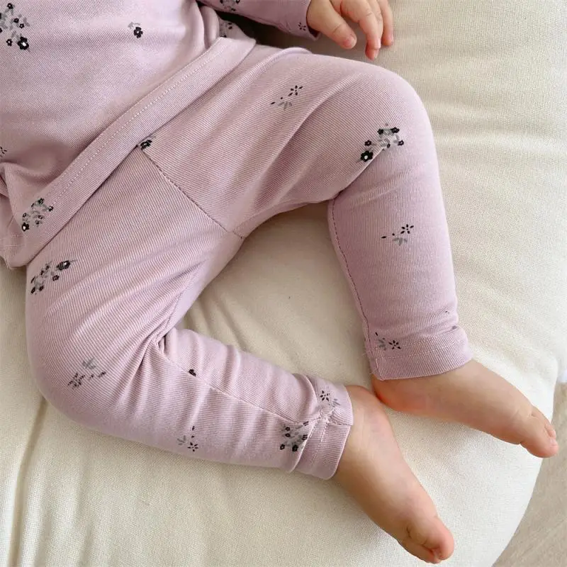 2024 Floral Baby Girl 3 Piece Set Flowers Long Sleeved Top Comfortable Pants with Hat Infant Girls Lace Clothing Casual Homewear