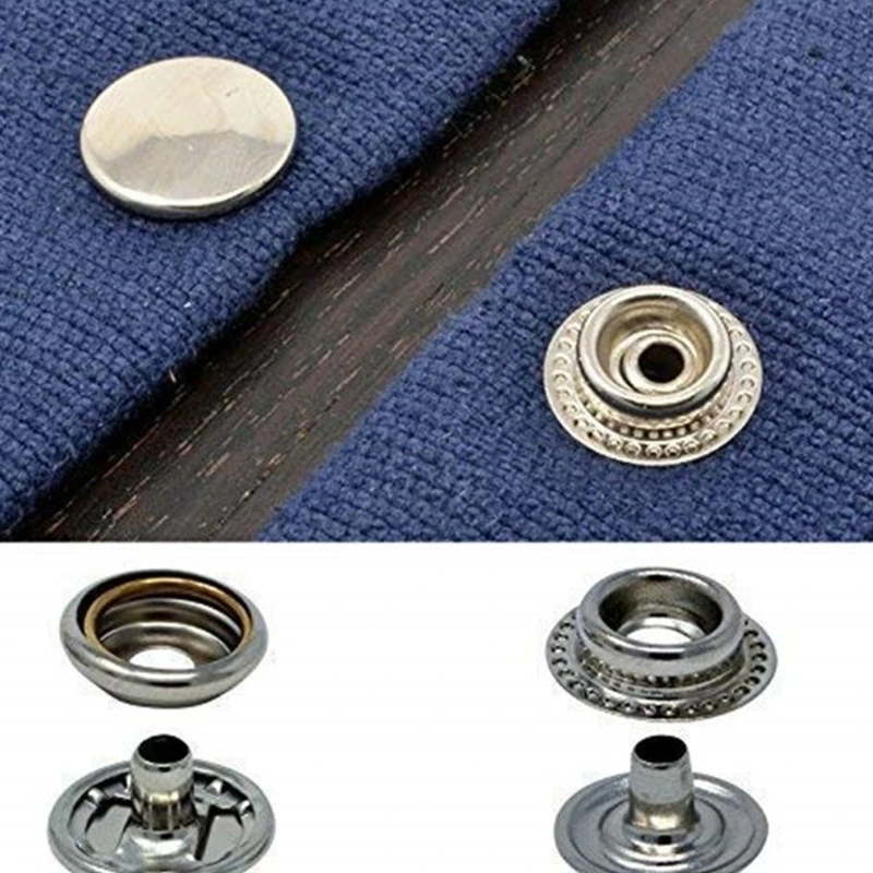 Y1AD Professional Stainless Steel Snaps 60pcs 15mm Metal Closures Including Installation