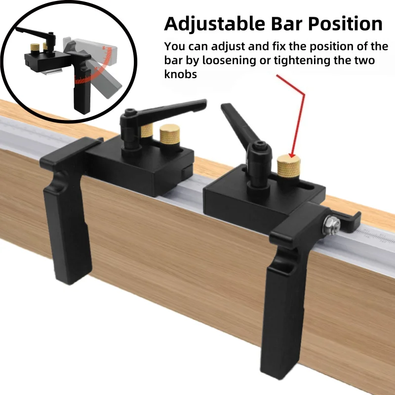 Aluminum T-Track Sliding Limiter for 45-Type T-track - Miter Track Sliding Stoper for Woodworking Saw Table Router Benches