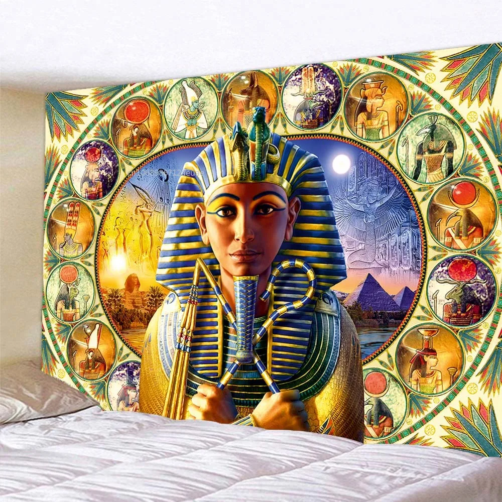 Ancient Egyptian Tapestry Pharaoh and Treasure Mysterious Home Decoration Tapestry Vintage Art Wall Hanging Room Decor