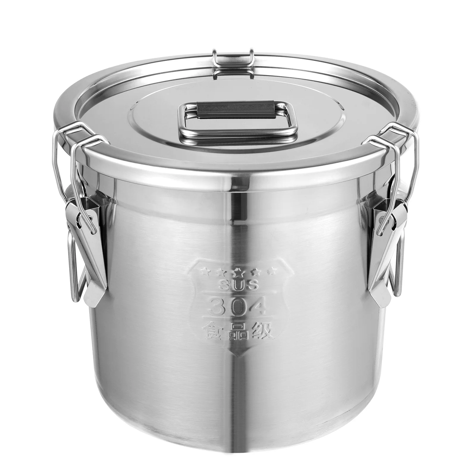 

304 Stainless Steel Airtight Storage Bucket 12L with Locking Lid & Handles, Food Grade Container for Kitchen Rice Flour Cereals
