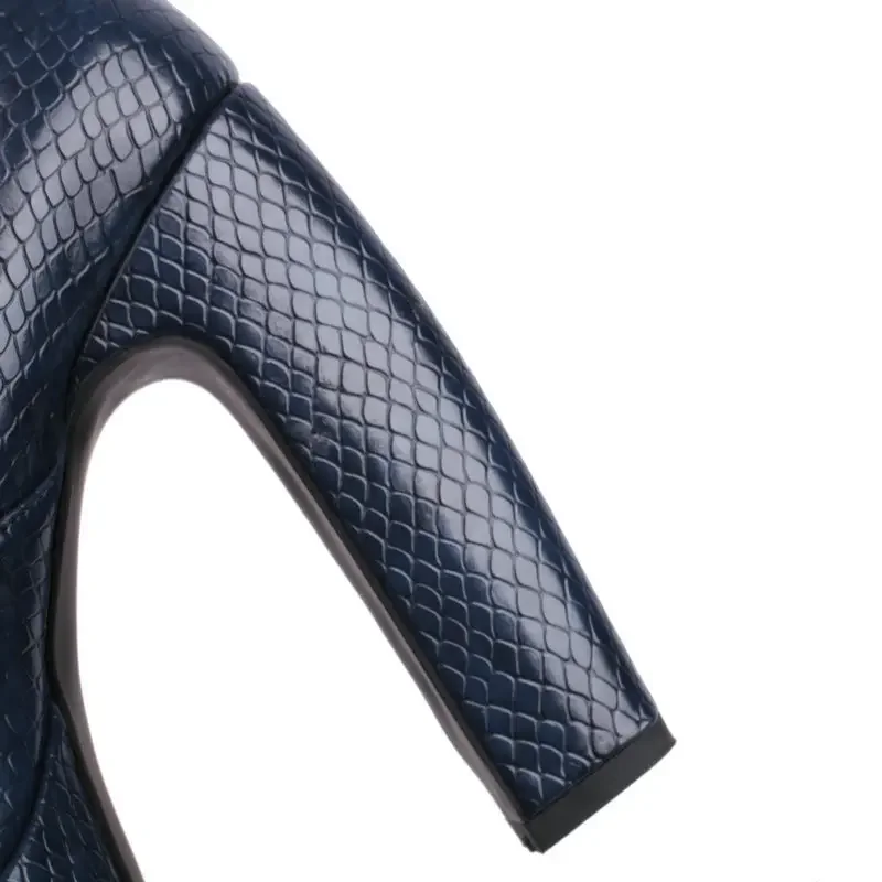 Spring Autumn Stone Pattern 13.5cm  High-heeled Shoes Waterproof Platform Metal Fasteners Night Club Walk Show Women Shoes 35-43