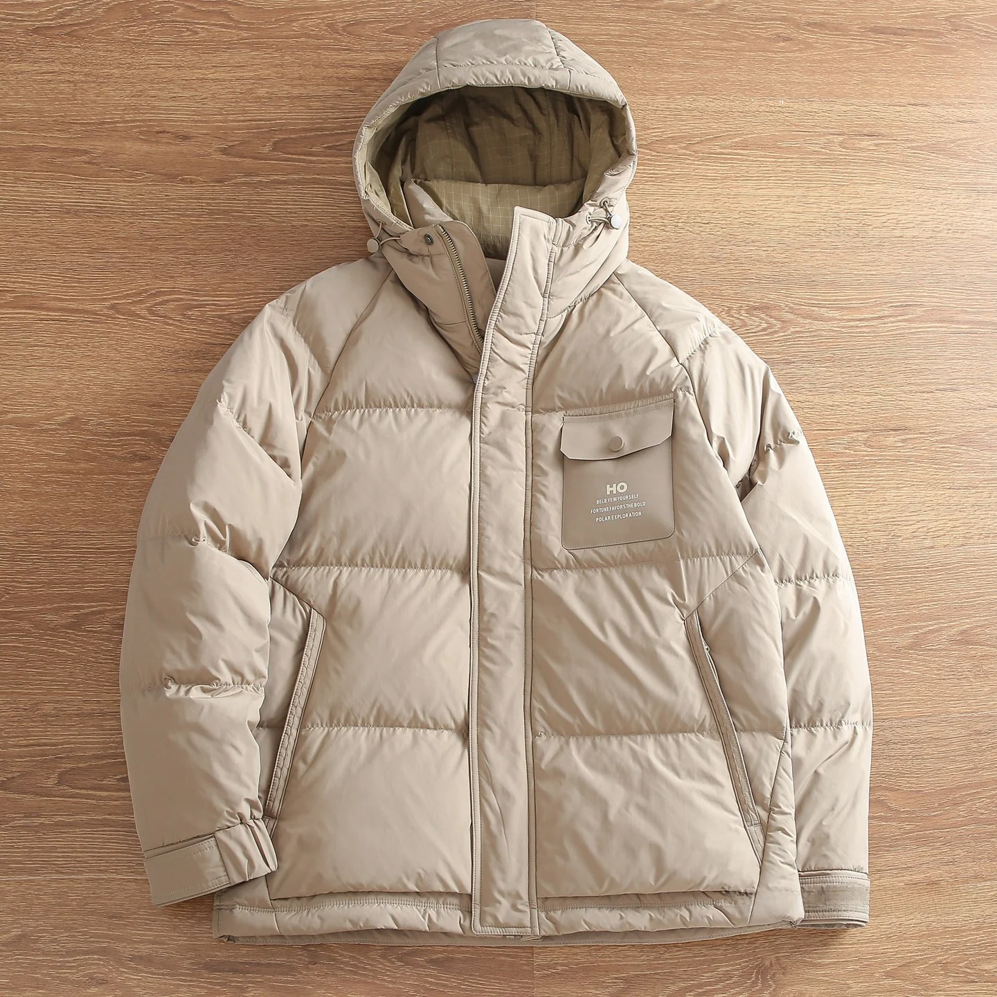 

Men's High-Loft 90 Du down Winter Jaet Hooded Windproof Waterproof Warmth Poly Fiber Long Sve Zipper Closure Casual Sle