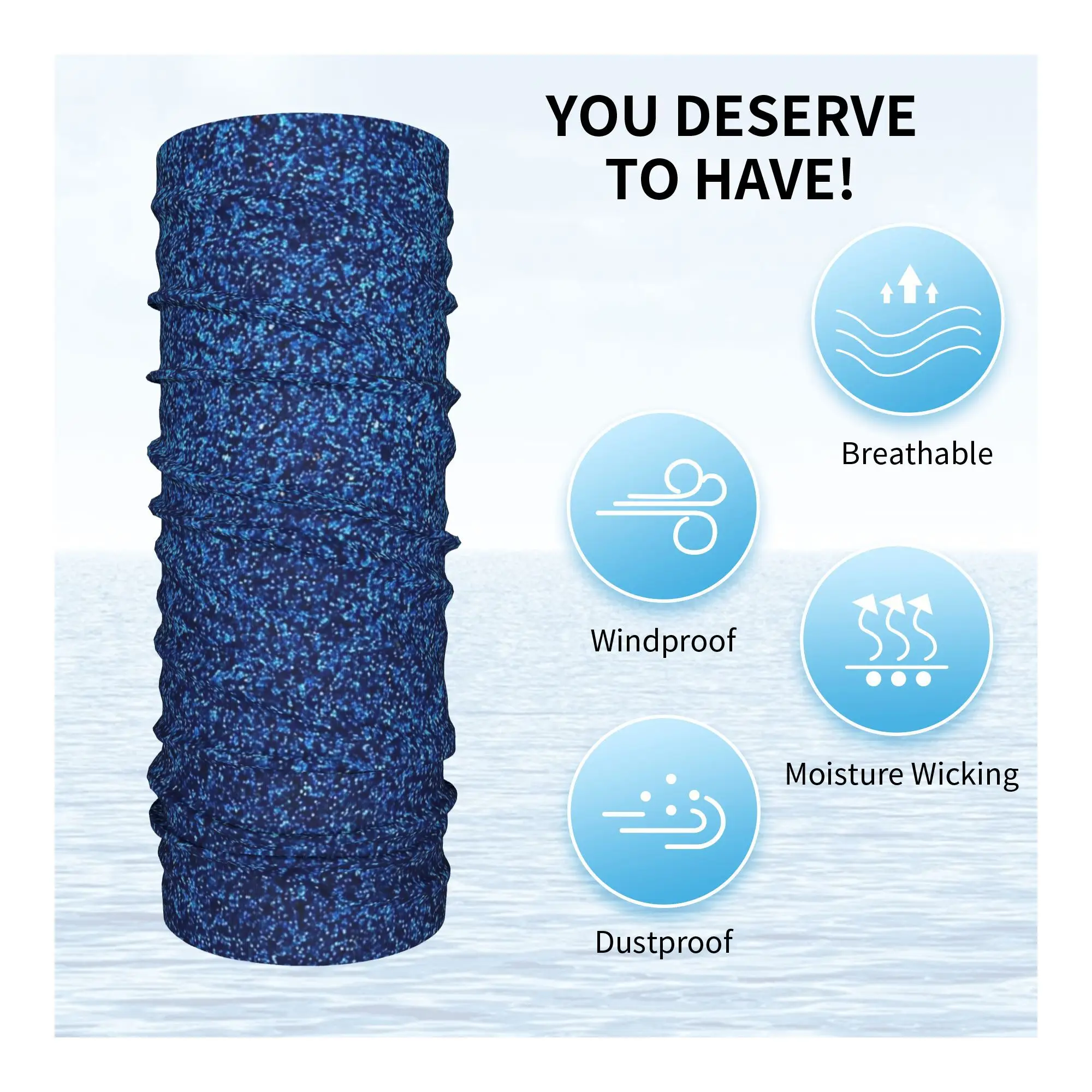 A Little Blue Glitter Bandana Neck Gaiter Printed Wrap Mask Scarf Multi-use Headband Riding For Men Women Adult Washable