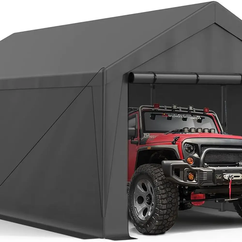 

Durable 10x20 Outdoor Carport with Detachable Sides, Weather-Resistant Garage Shelter for Year-Round Use (Gray)