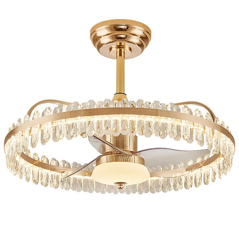 

Crystal fan light, living room master bedroom ceiling live fan shaking ceiling fan light