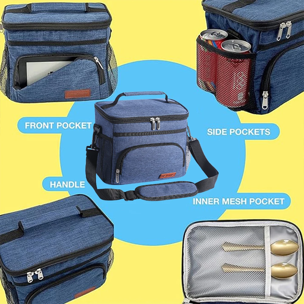 Borsa per il pranzo portatile scatola termica per alimenti scatola per il pranzo da viaggio multifunzionale di grande capacità con borsa a tracolla