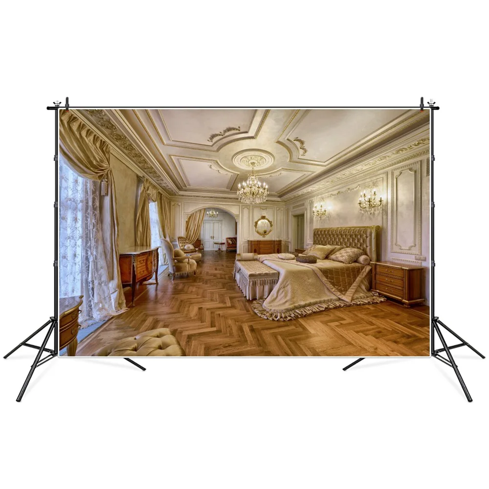 Luxurious Bedroom Interior Chandelier Scene Photography Background Photozone Photocall Photographic Backdrops For Photo Studio