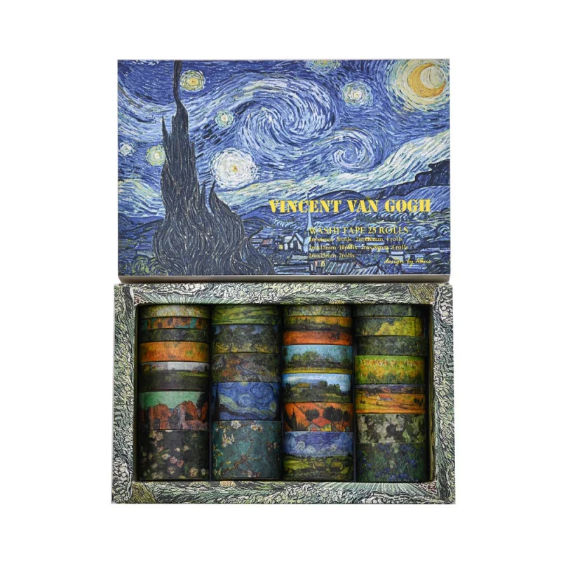 25-rolos-de-fita-decorativa-em-caixa-da-serie-pinturas-a-Oleo-van-gogh-para-scrapbook-Album-e-papelaria-escolar