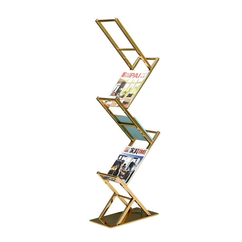 

Shelf creative display stand, modern simple newspaper and magazine stand, stainless steel small bookshelf floor